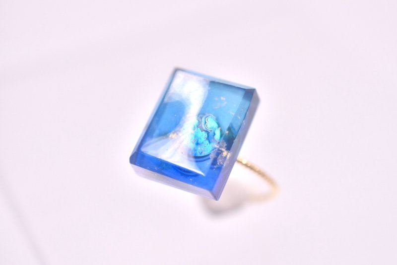 Glass Candy Ring 海 - 戒指 - 玻璃 藍色