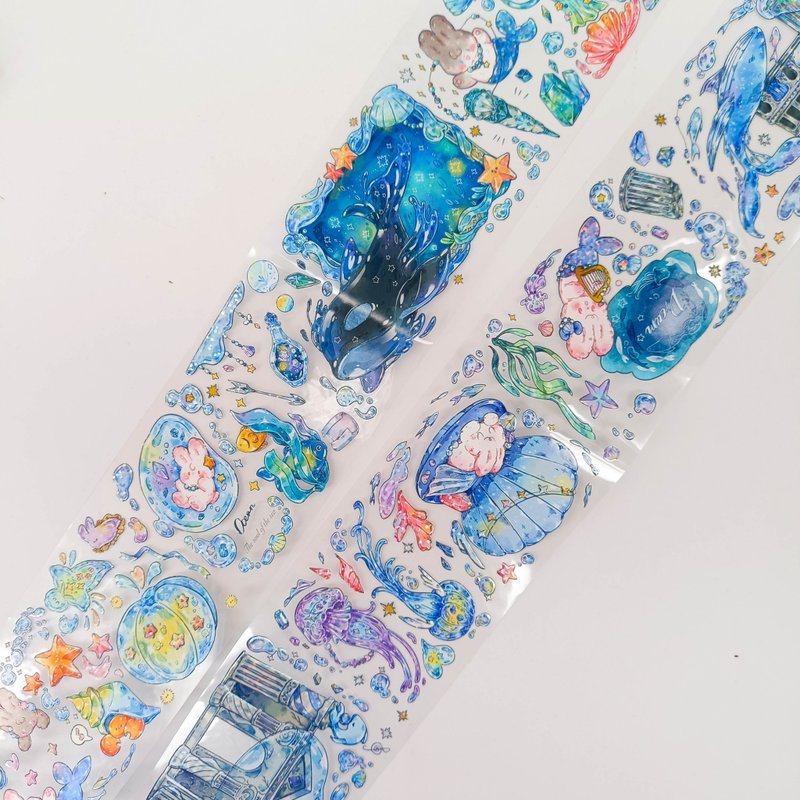 HM164_盒子貓_點點的水晶宮_膠帶PET白墨+銀河光6cm*100cm*10m - 紙膠帶/和紙/PET - 塑膠 多色