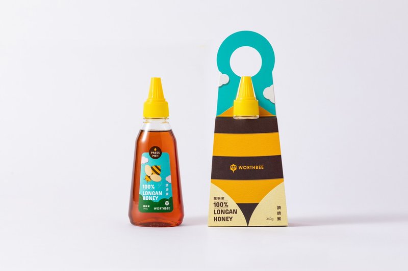 100% pure natural honey ∣ Squeeze the honey [Doesn’t touch your hands] - Honey & Brown Sugar - Plastic Yellow