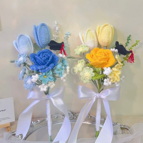 Faya 毛線永生花｜鉤織小物 畢業季 畢業優惠花束 編織花 鉤織花 針織花 畢業花束七夕