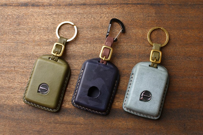 Tea leather Volvo car key leather case V40 V60 V90 S60 S90 XC40 XC60 XC90 - ที่ห้อยกุญแจ - หนังแท้ 