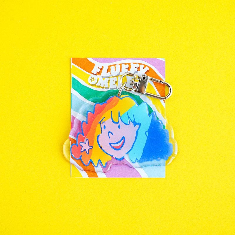 Fluffy Omelet Keychain / Pin / Phone Grip - Girl - 吊飾/掛飾 - 壓克力 多色