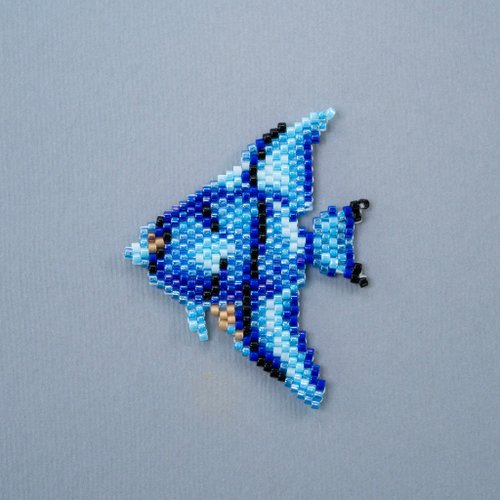 Elena Accessories Art Blue Reef Fish brick stitch PDF pattern for miyuki delica 11/0 seed beads #36