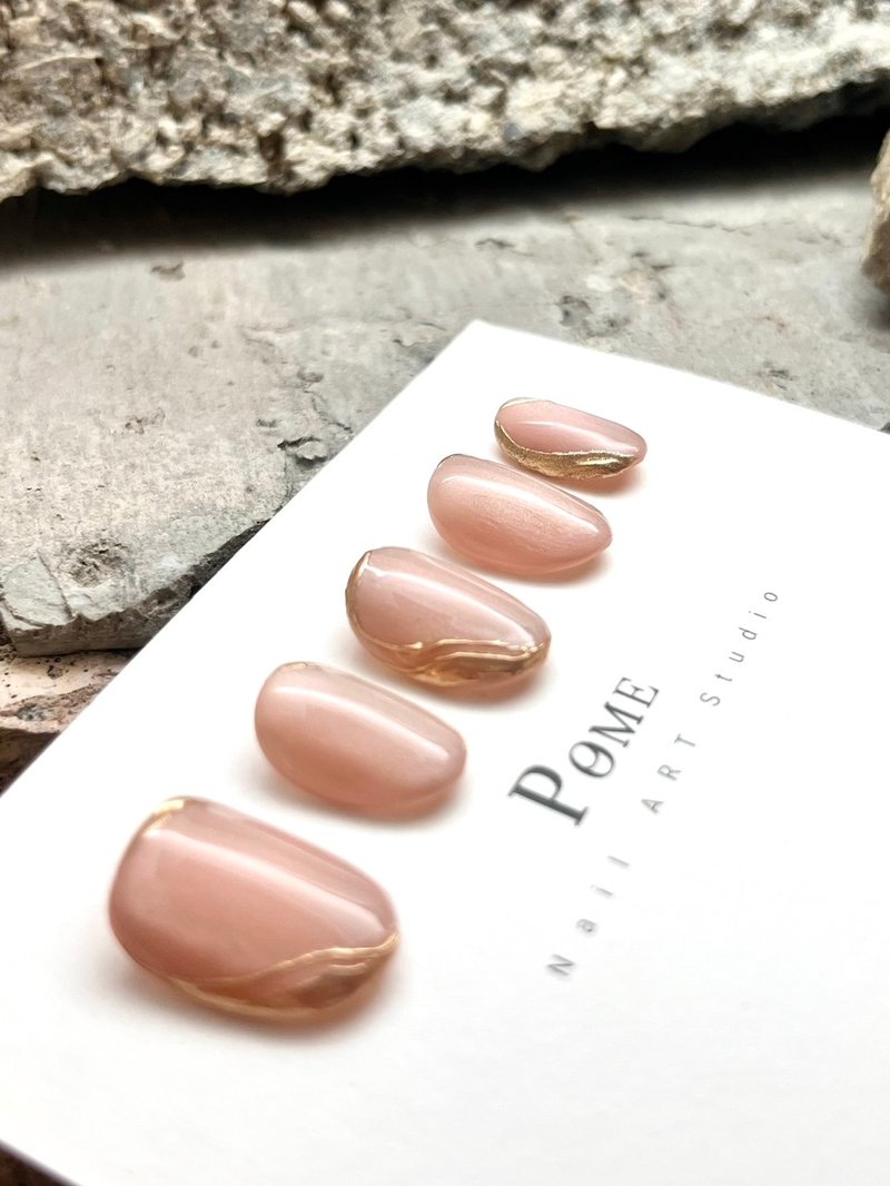 Handmade manicure | Gold apricot | Designed manicure - Other - Other Materials Pink