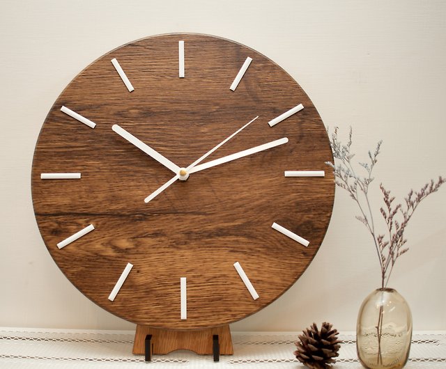 Wecanhouse Deep Wood Grain Clock White, Very Large Wooden Wall Clocks