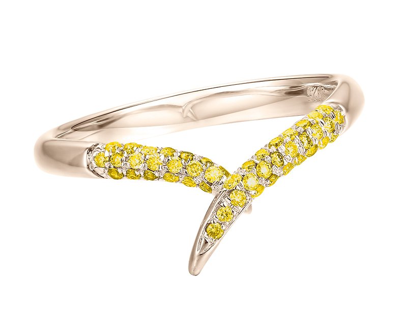 K14ゴールドダイヤモンドリングシンプルでエレガントなレモンイエローゴールドリングダイヤモンド結婚指輪ミニマリズム - リング - 貴金属 イエロー