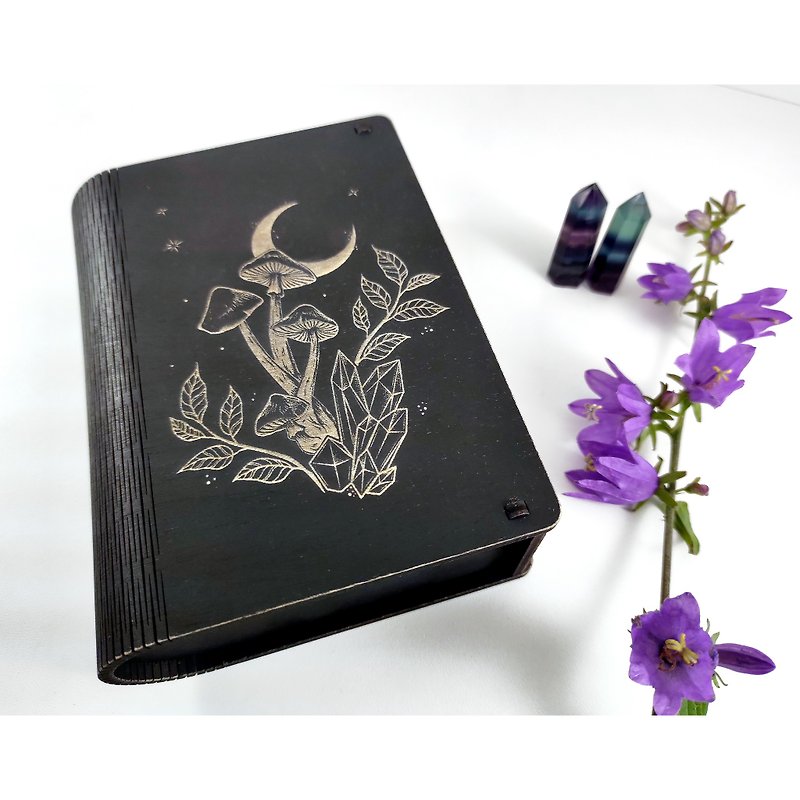 Witchy tarot card storage box, Oracle card box, Witchycraft deck holder, Wiccan - 擺飾/家飾品 - 木頭 
