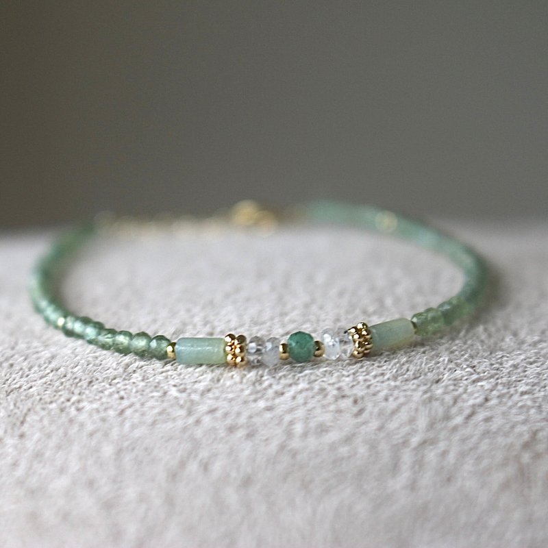 手鍊 祖母綠 東陵石 月光石 - 冰原 - - 手鍊/手環 - 寶石 綠色