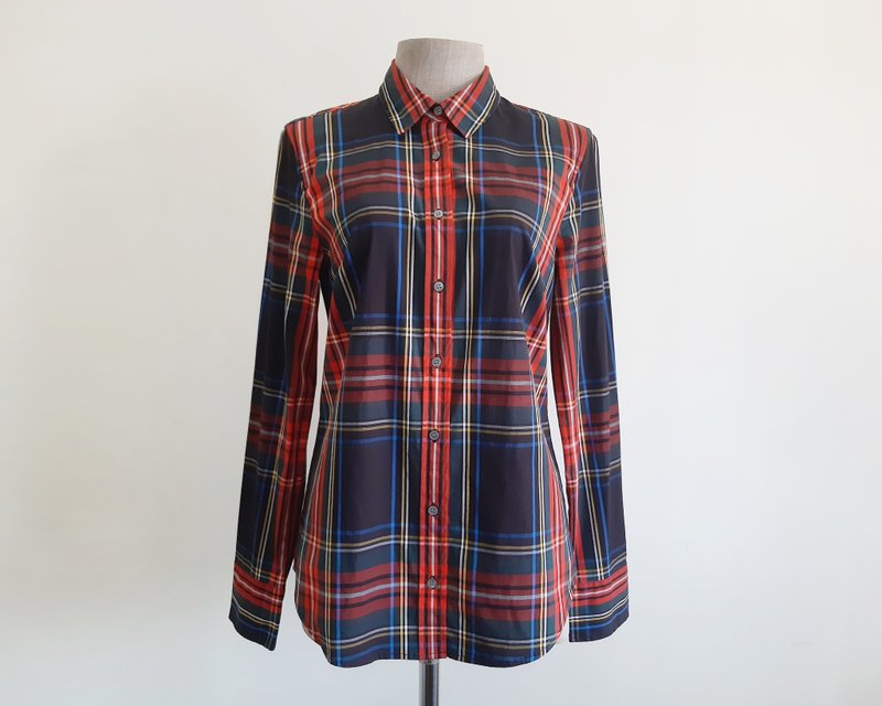 J. CREW 復古黑紅格紋襯衫 女款 格紋 棉質 長袖 襯衫 XS - 女裝上衣 - 其他材質 黑色