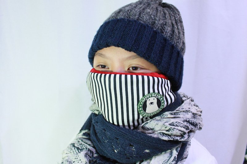 Black stripe polar bear handmade masks Limited comfortable / breathable / Washable - Eye Masks - Cotton & Hemp 