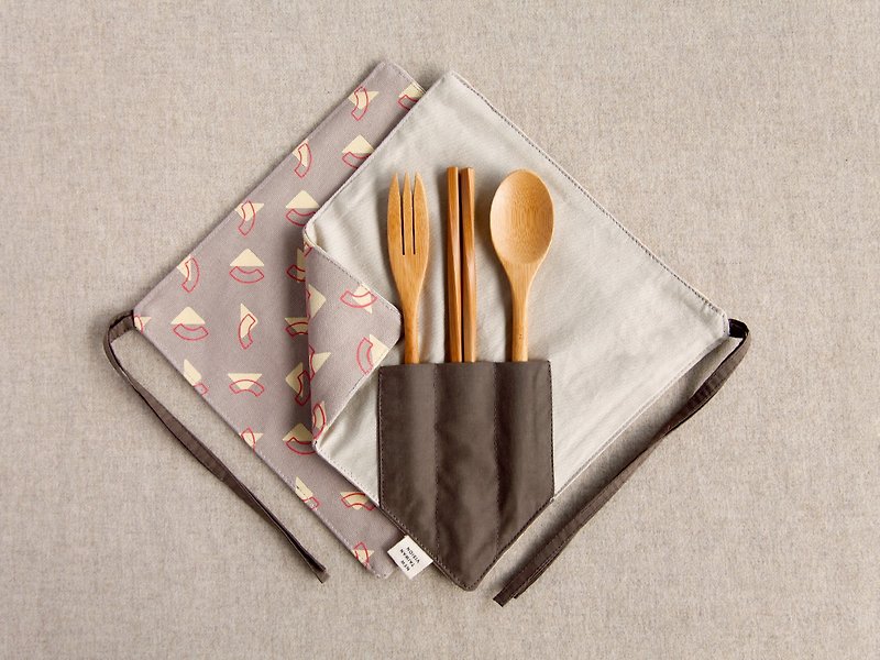 Out-of-print Item [One Corner Chopsticks Set]-Ice Milk Tea - Cutlery & Flatware - Cotton & Hemp Khaki