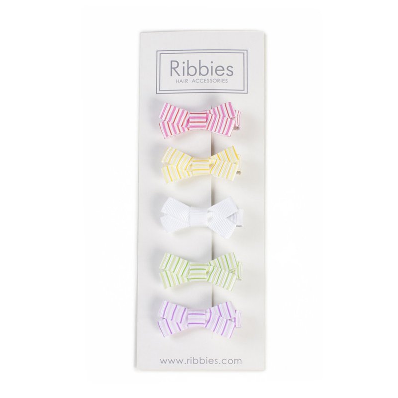 British Ribbies striped bow 5 into the group - เครื่องประดับผม - เส้นใยสังเคราะห์ 