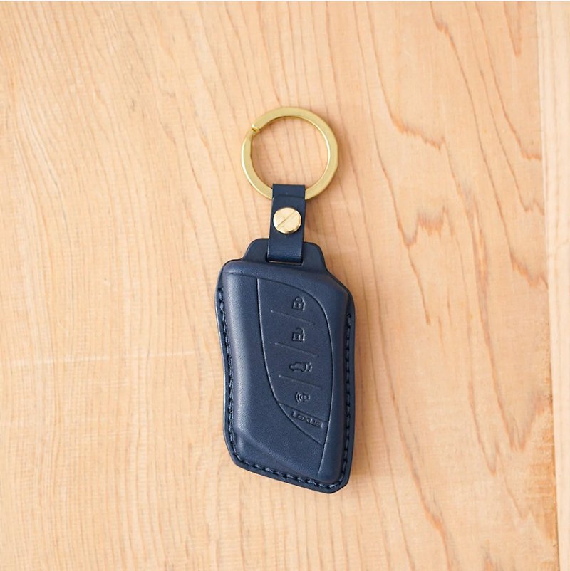 艸一田人-customized handmade leather LEXUS key case - Keychains - Genuine Leather Gray