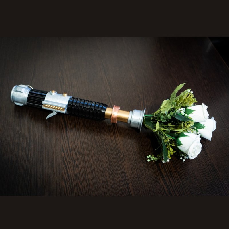 Star Wars Inspired Obi-Wan Kenobi's Lightsaber Bridal Bouquet Holder - Dried Flowers & Bouquets - Plastic Gold