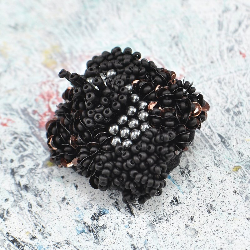 Brooch, statement and sparkle beaded square ,black brooch, chocolate brooch, 3 - Brooches - Plastic Black