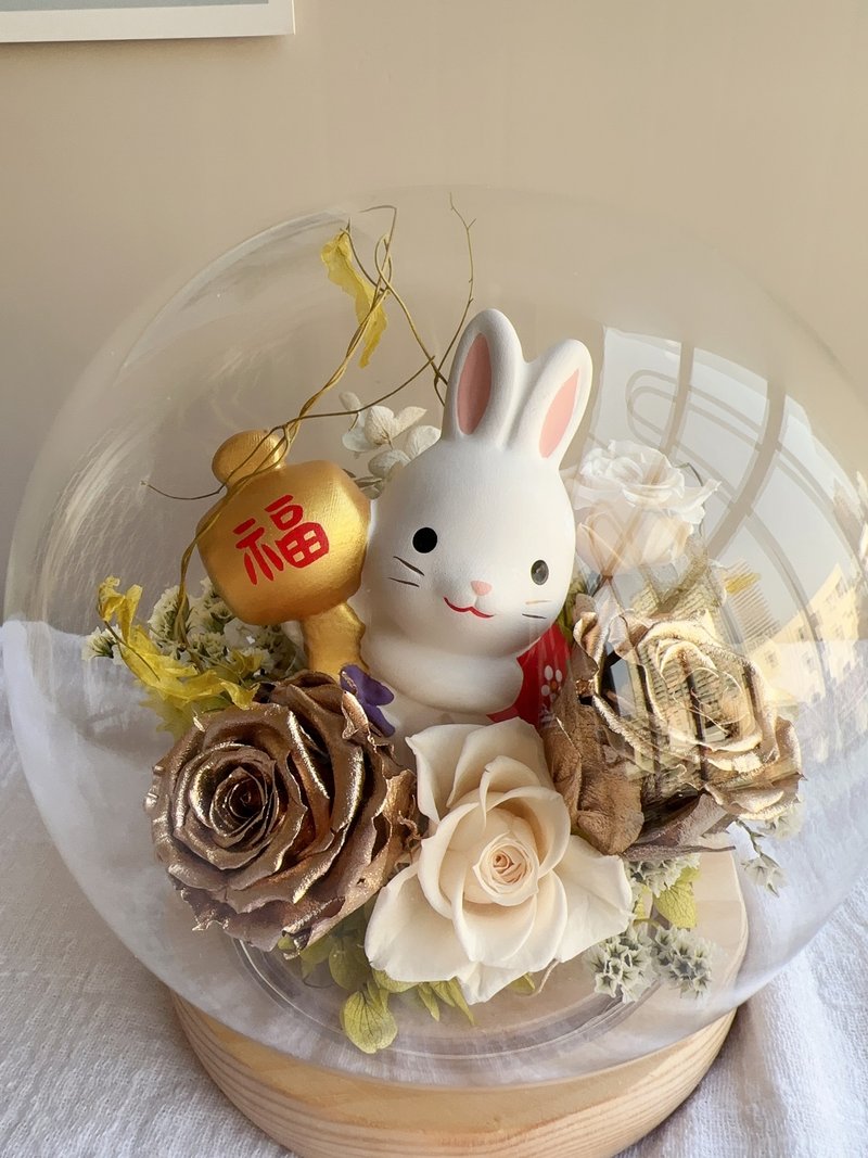 永生花玻璃花盅/開幕花禮/新居落成/燈光 - 乾燥花/永生花 - 植物．花 