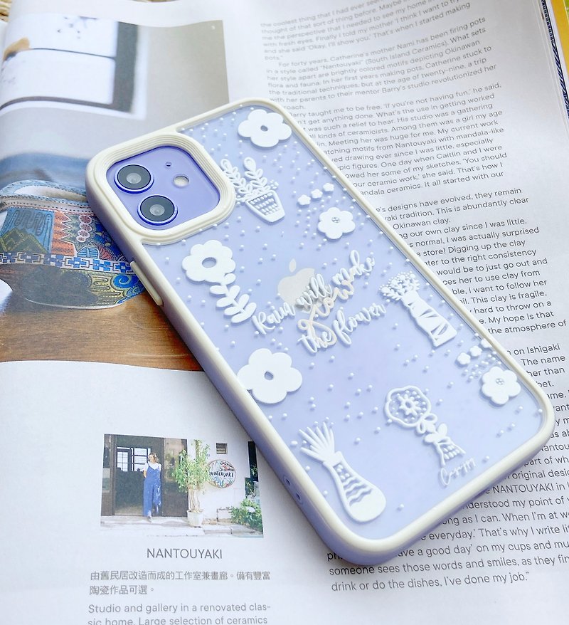 [Sunny after the rain] Blue and white anti-collision frame mobile phone case - ที่ชาร์จ - พลาสติก 