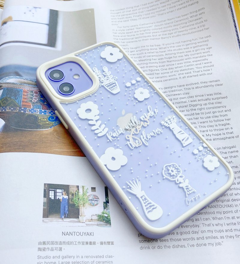 [Sunny after the rain] Blue and white anti-collision frame mobile phone case - Chargers & Cables - Plastic 