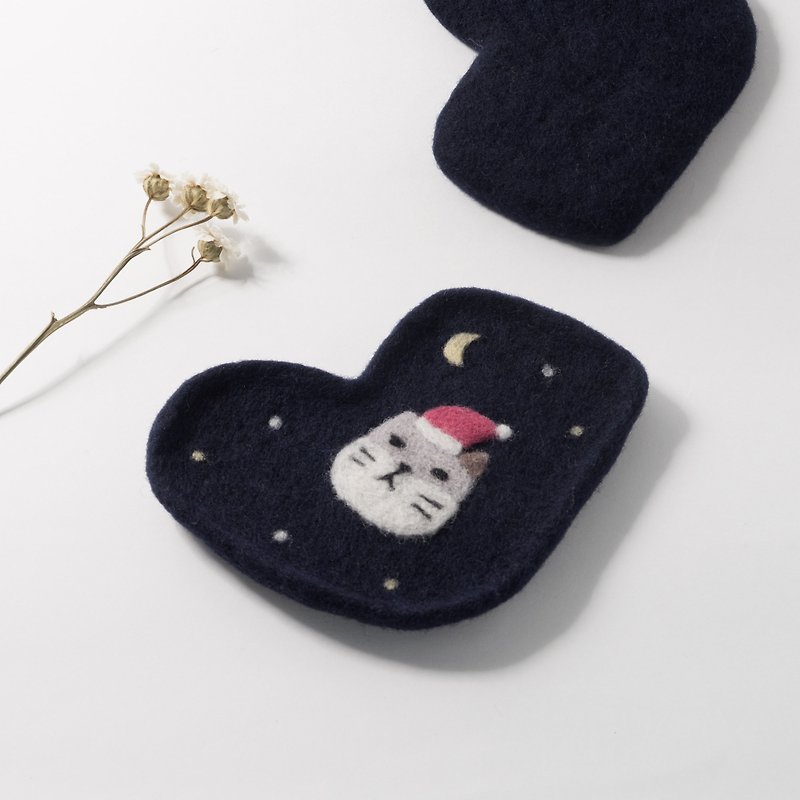 羊毛氈置物盤 - 聖誕老人反派  全手工  原創設計 - 收納箱/收納用品 - 羊毛 藍色