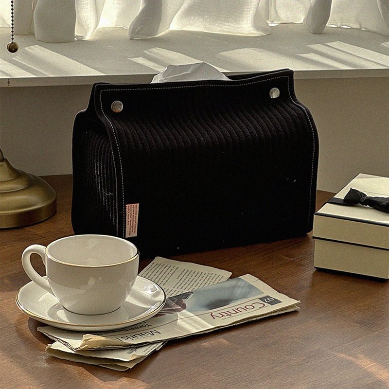 Facial tissue cover case _ Black - Tissue Boxes - Cotton & Hemp Black