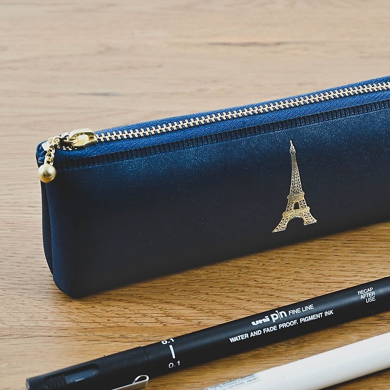 Point  Foil stamping slim pen case - La Tour Eiffel - Pencil Cases - Plastic Blue