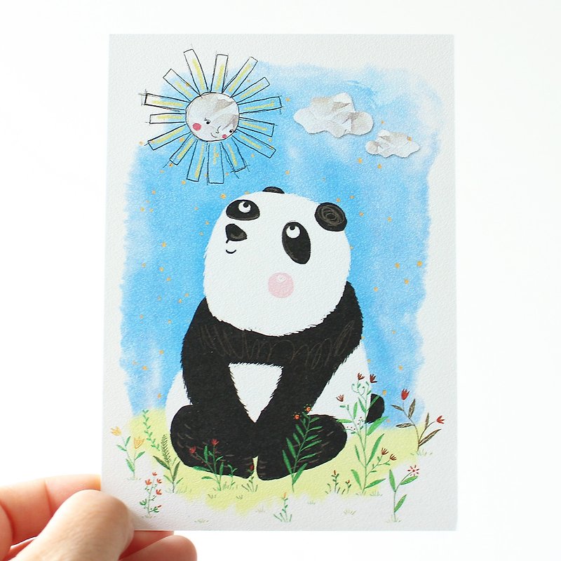 熊貓明信片 I 第四十五個故事 愛上太陽的熊貓 - 卡片/明信片 - 紙 白色