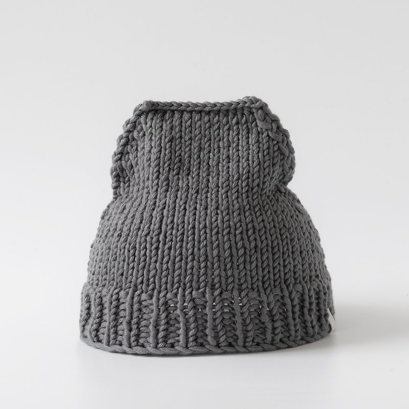 OTB109 ladder type hand-knitted cap - gray - Hats & Caps - Cotton & Hemp Gray