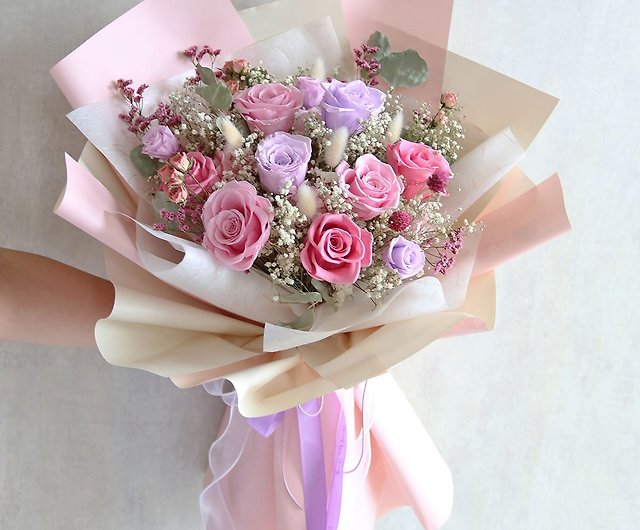 G86 Pink Everlasting Rose Valentine's Day Large Bouquet - Shop KEYURA  GARDEN Dried Flowers u0026 Bouquets - Pinkoi