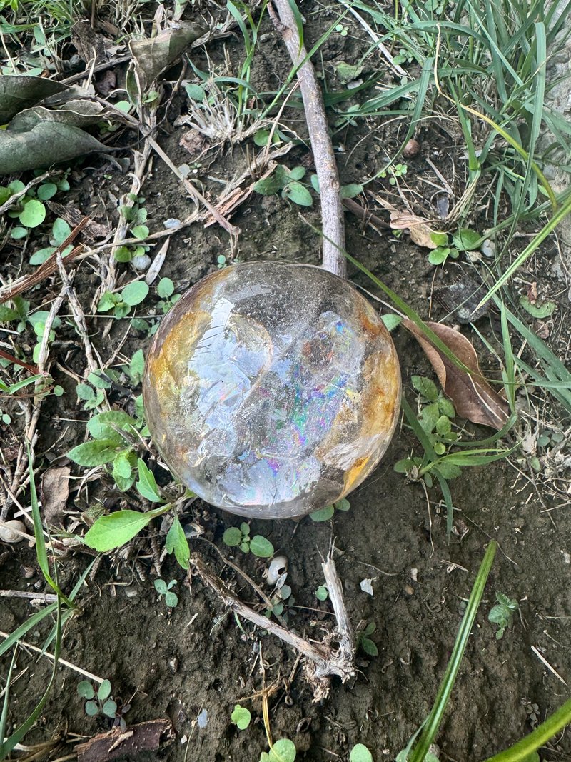 彩虹黃泥骸骨水晶球 - 擺飾/家飾品 - 水晶 白色