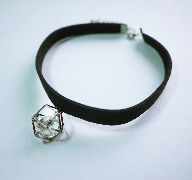 Stereo geometry prisoner's necklace. Gun Black (Panna Cotta) - Collar Necklaces - Other Metals Black