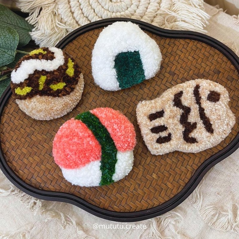 日式美食 俄羅斯刺繡 戳戳繡 胸針 扣針 材料包 - 編織/刺繡/羊毛氈/縫紉 - 繡線 咖啡色