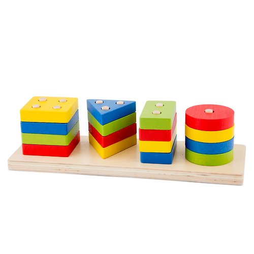Rikunori Toys 瑞克腦力 【荷蘭New Classic Toys】幼幼幾何形狀堆疊玩具-10500