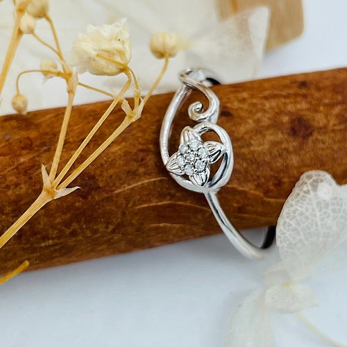 Hee jewelry合一輕珠寶 天然鑽石 18K金/750W 白金色 戒指 輕珠寶飾品 bbt6