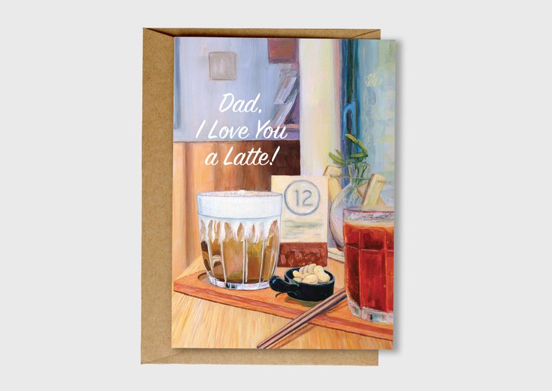 Artisanu | Dad, I Love You a Latte (a lot) Pun Father's Day Greeting Card - Cards & Postcards - Paper 