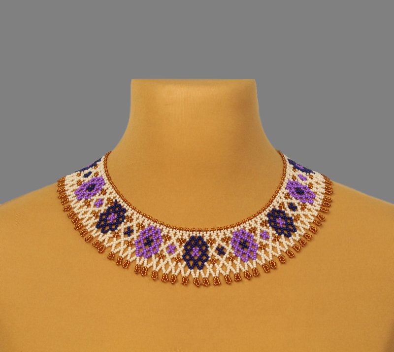 Simple necklace ukraine folk jewelry - 項鍊 - 玻璃 紫色