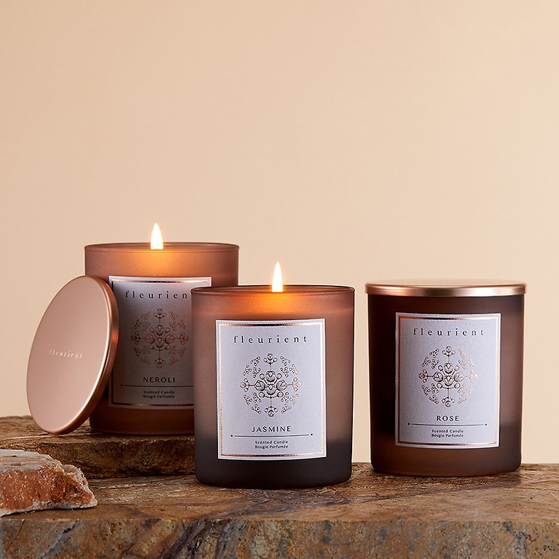 Classic Oriental Scented Candle - Jasmine, Rose, Neroli (Made in France) - Candles & Candle Holders - Wax Brown