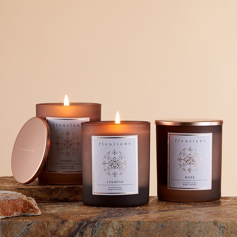 Classic Oriental Scented Candle - Jasmine, Rose, Neroli (Made in France) - เทียน/เชิงเทียน - ขี้ผึ้ง สีนำ้ตาล