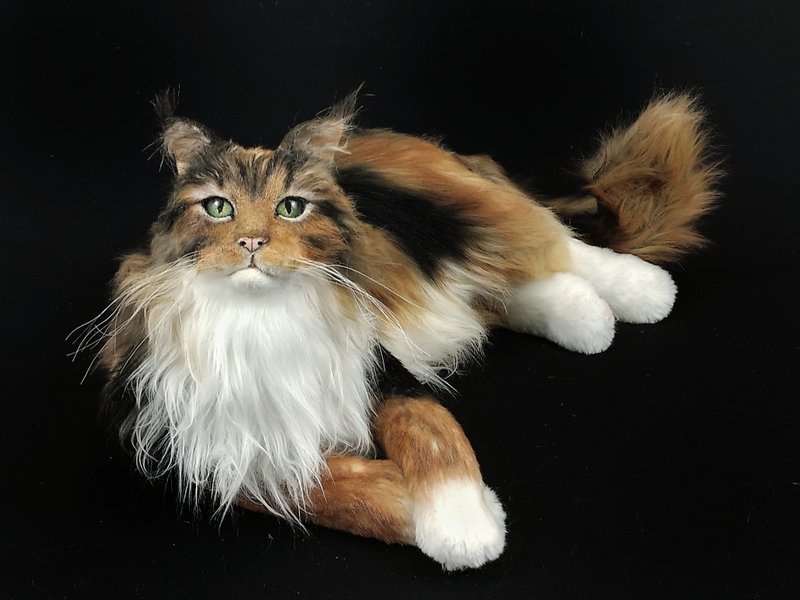 Custom made realistic stuffed Maine coon cat doll - 公仔/玩偶 - 其他材質 