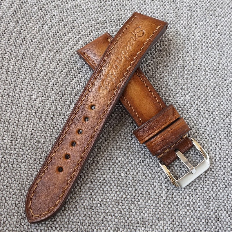 Watch band for OMEGA Speedmaster, genuine leather, handmade, light brown - Watchbands - Genuine Leather Brown