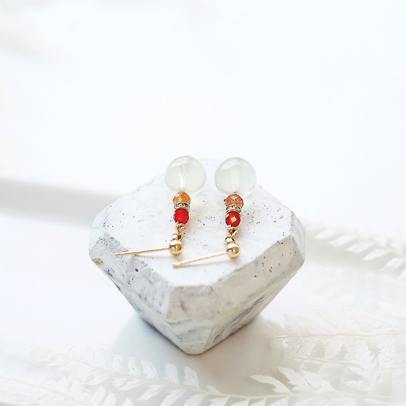 Prehnite Stone classical earrings crystal - Earrings & Clip-ons - Crystal Green