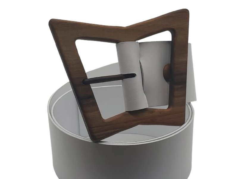 Wood Belt Bryce Free 625 - Walnut Wood White Leather Belt - 腰帶/皮帶 - 木頭 白色