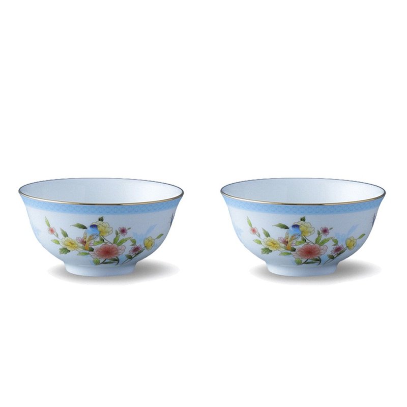 日本NARUMI 鳥語花香骨瓷飯碗-2入-11cm - 其他杯子 - 瓷 藍色
