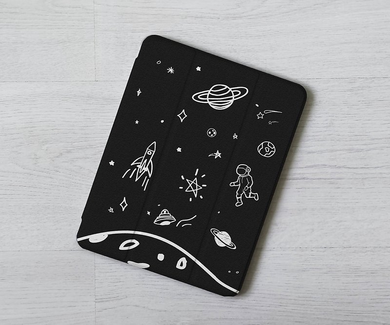 Space shuttle astronaut  iPad Case flip Air 5 4 mini 6 10.5 cover pencil holder - Tablet & Laptop Cases - Plastic Multicolor