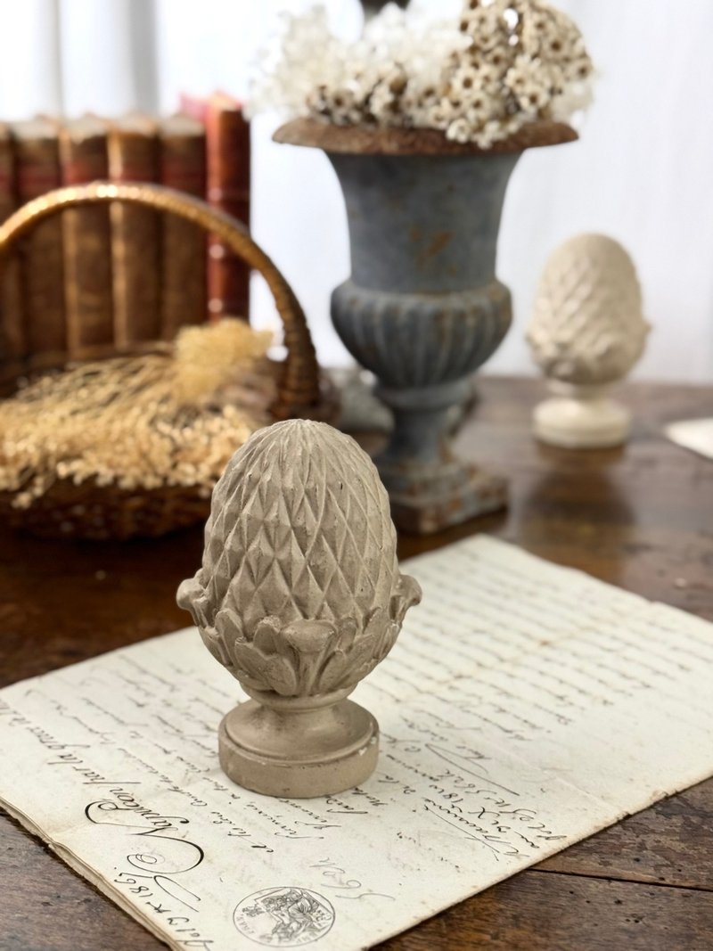 50125-罕見法國古董木雕松果造型頂飾一個 - 擺飾/家飾品 - 其他金屬 