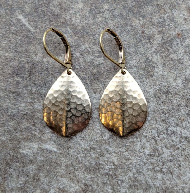 Hammered Brass Earrings - Earrings & Clip-ons - Copper & Brass Gold