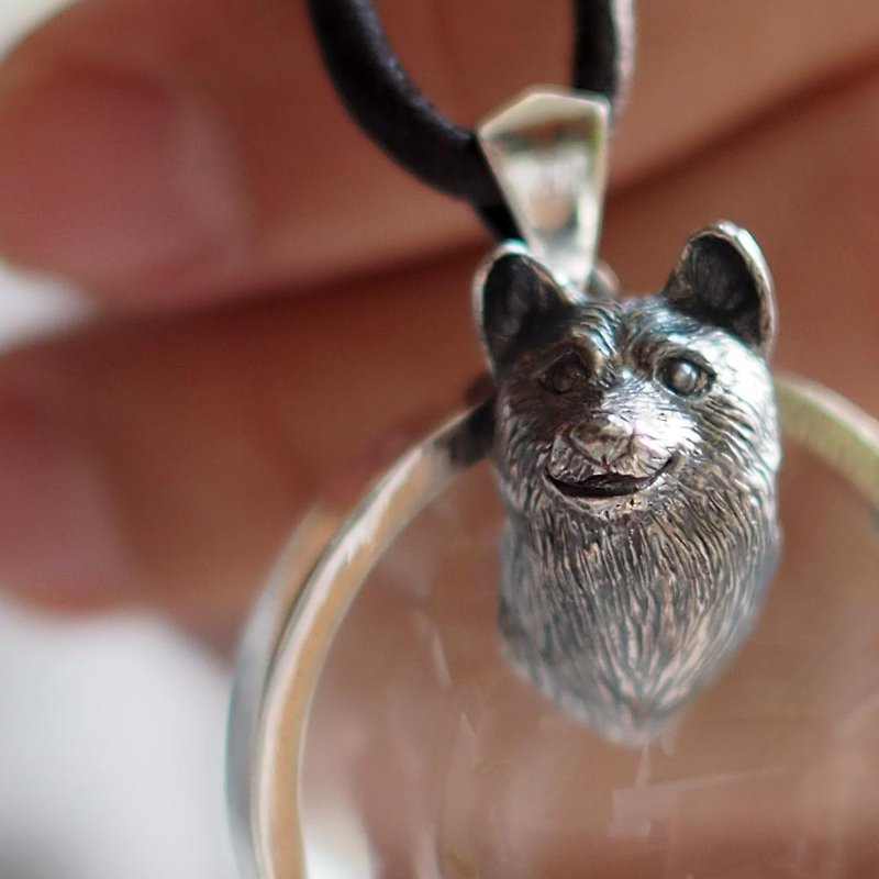 Shiba Inu Loupe Pendant - Necklaces - Sterling Silver Silver