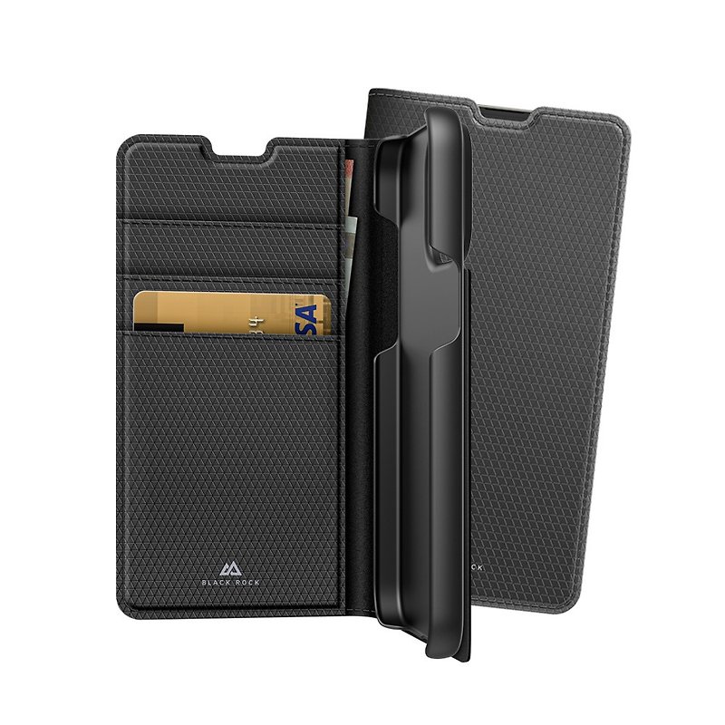 [Black Rock Germany] Protective flip leather case-iPhone 15 Pro (6.1) black - เคส/ซองมือถือ - พลาสติก สีดำ