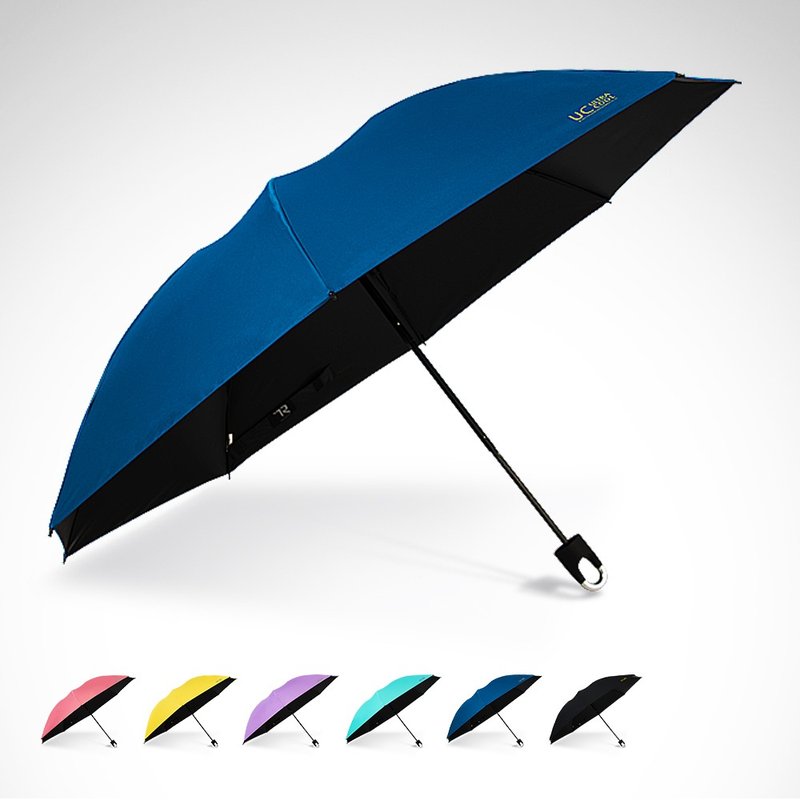 TDN's wonderful cooling black glue anti-UV second umbrella _ automatic umbrella reverse folding umbrella (navy blue) - Umbrellas & Rain Gear - Waterproof Material Blue