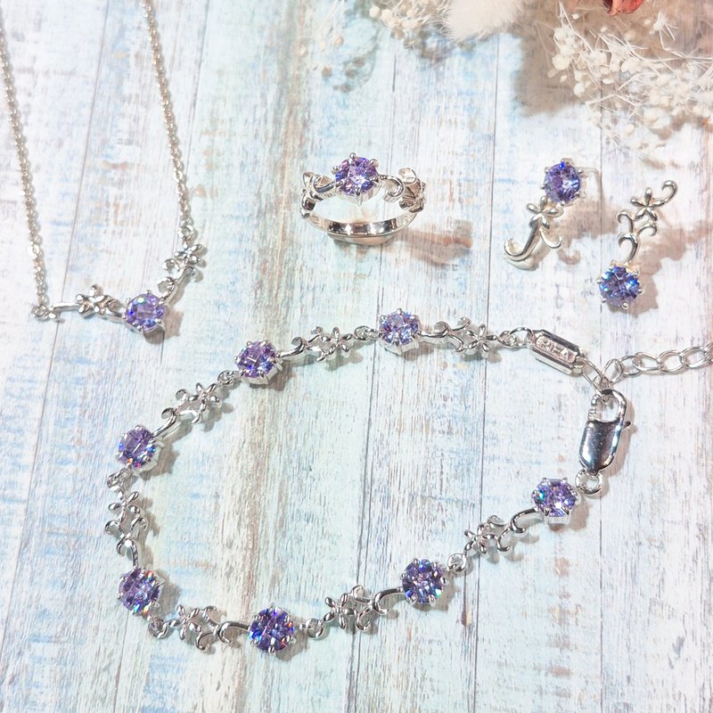 【比法一生】純銀墜子-紫嬌花  925純銀手作銀飾 - 項鍊 - 銀 金色