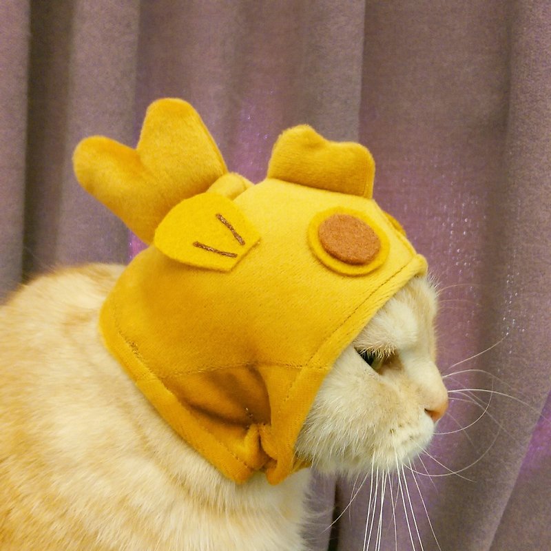 たい焼きペット猫と犬の帽子のヘッドギア* Sサイズ - 洋服・帽子 - ポリエステル ゴールド